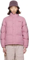 Madhappy Purple Embroidered Down Jacket In Violet/ Harris Tweed