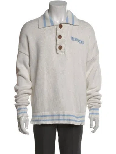 Pre-owned Madhappy Striped Collar Polo Sweater In Neutral