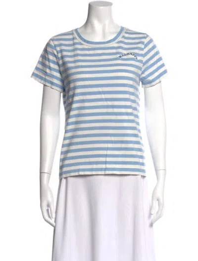 Pre-owned Madhappy Striped Crew Neck T-shirt In Blue