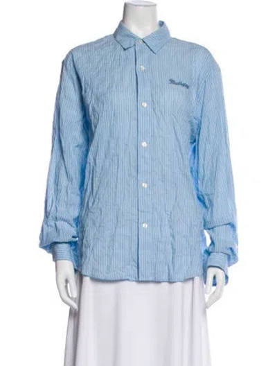 Pre-owned Madhappy Striped Embroidered Accent Nightgown W/ Tags In Blue