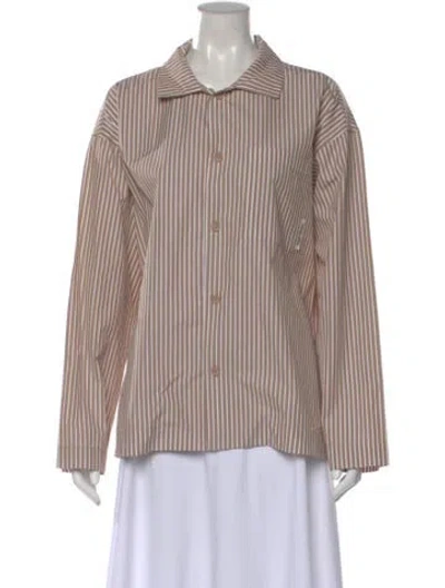 Pre-owned Madhappy Striped Long Sleeve Button-up Top In Neutral