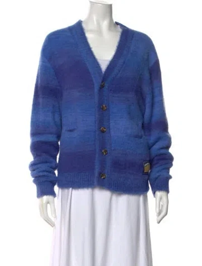 Pre-owned Madhappy Striped V-neck Sweater In Blue