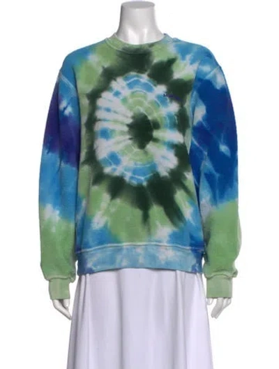 Pre-owned Madhappy Tie-dye Print Crew Neck Sweatshirt In Blue