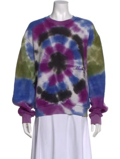 Pre-owned Madhappy Tie-dye Print Crew Neck Sweatshirt In Blue