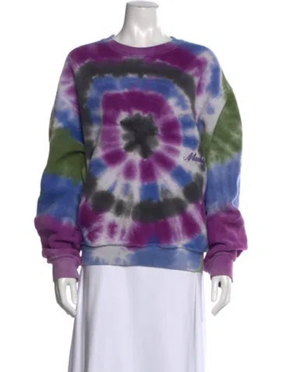 Pre-owned Madhappy Tie-dye Print Crew Neck Sweatshirt In Blue