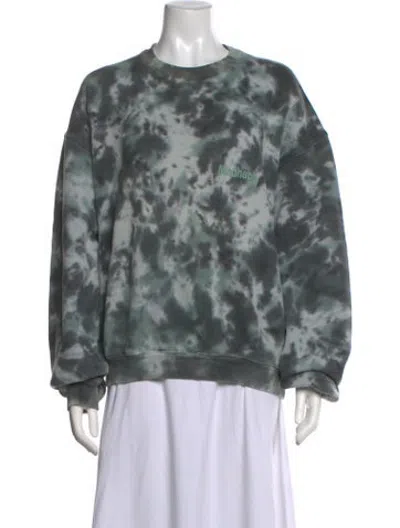 Pre-owned Madhappy Tie-dye Print Crew Neck Sweatshirt In Green