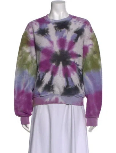 Pre-owned Madhappy Tie-dye Print Crew Neck Sweatshirt In Purple