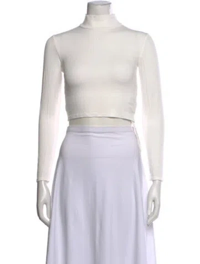 Pre-owned Madhappy Turtleneck Long Sleeve Crop Top In White