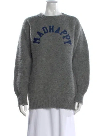 Pre-owned Madhappy Wool Graphic Print Sweater In Gray