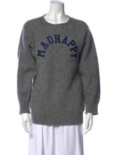 Pre-owned Madhappy Wool Graphic Print Sweater In Grey
