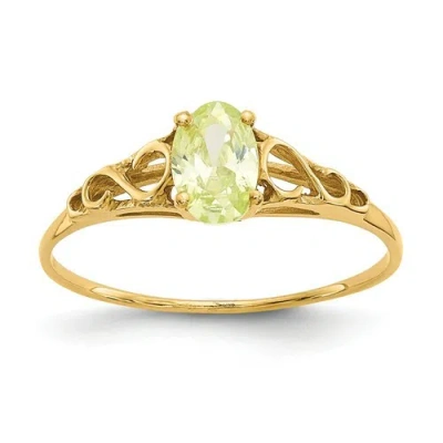 Pre-owned Madi K Kid 's Jewelry 14k Yellow Gold Synthetic Peridot Stone Baby Ring Size 5 Madi K Kid's Jewelry