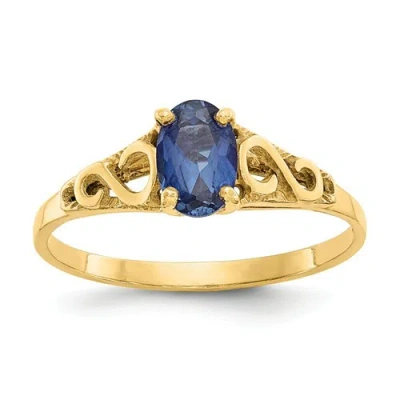 Pre-owned Madi K Kid 's Jewelry 14k Yellow Gold Synthetic Sapphire Stone Baby Ring Size 5 Madi K Kid's Jewelry