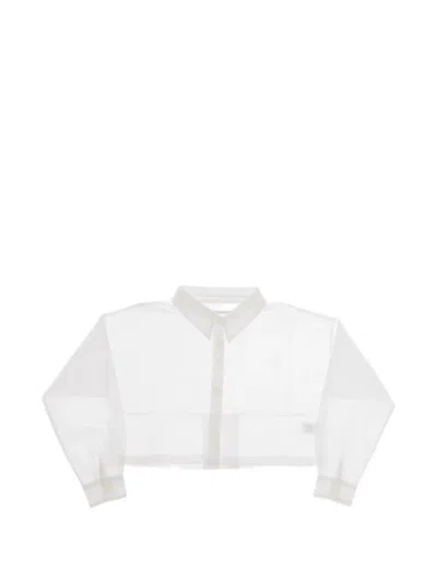 Madilly Kids' Matilde Cropped Long-sleeved Shirt In White
