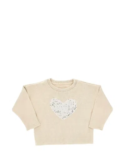 Madilly Kids' Sequin-heart Sweater In Neutral