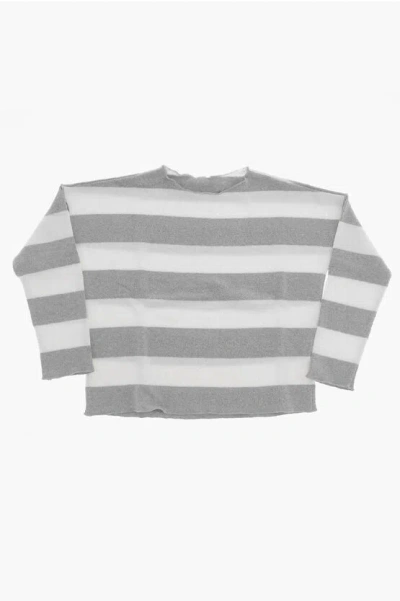 Madilly Two-tone Striped Crew-neck Sweater In Gray