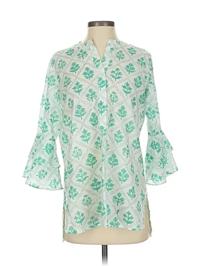 Pre-owned Madison 3/4 Sleeve Button Down Shirt In Green