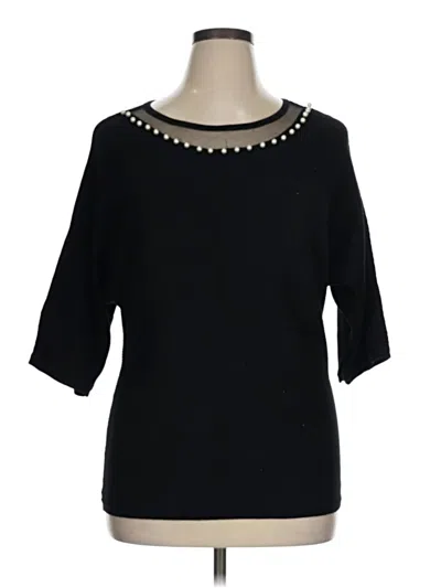 Pre-owned Madison 3/4 Sleeve Top Black Boatneck Tops