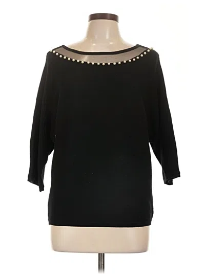 Pre-owned Madison 3/4 Sleeve Top Black Boatneck Tops