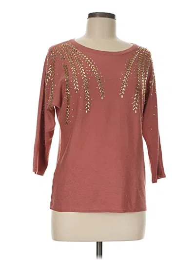 Pre-owned Madison 3/4 Sleeve Top Pink Boatneck Tops