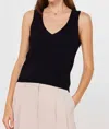 Madison Ava V-neck Knit Tank Top In Black In Black
