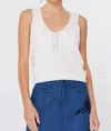 Madison Ava V-neck Knit Tank Top In White In White