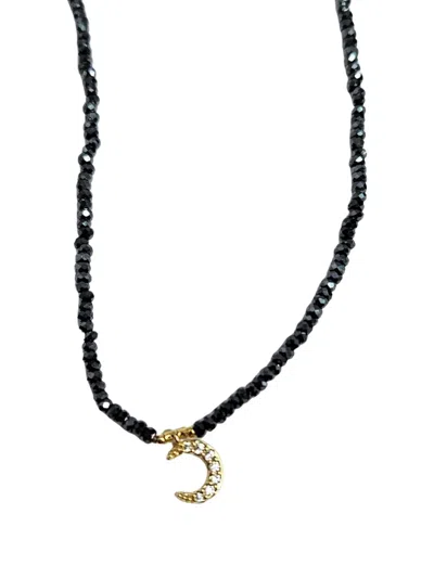 Madison Beaded Crescent-moon Necklace In Transparent