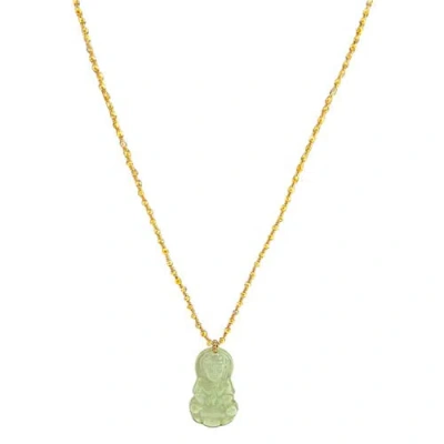 Madison Beverly Hills Jade Buddha Faceted Pyrite Necklace In Green