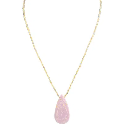 Madison Beverly Hills Pink Phosphorite Teardrop Necklace