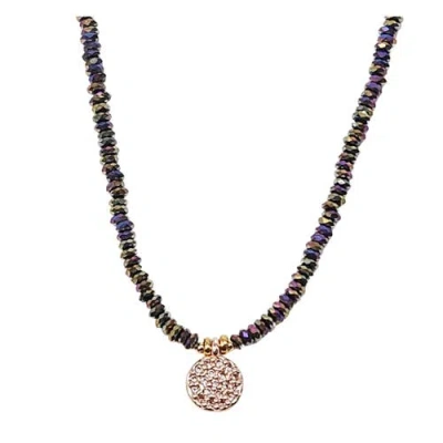 Madison Beverly Hills Rainbow Pyrite Necklace Charm Choker In Gold
