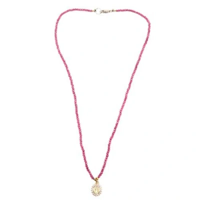 Madison Beverly Hills Ruby Mary Pendant Necklace In Pink