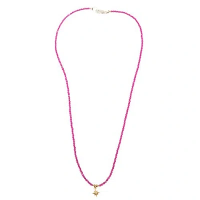 Madison Beverly Hills Ruby Star Necklace In Pink