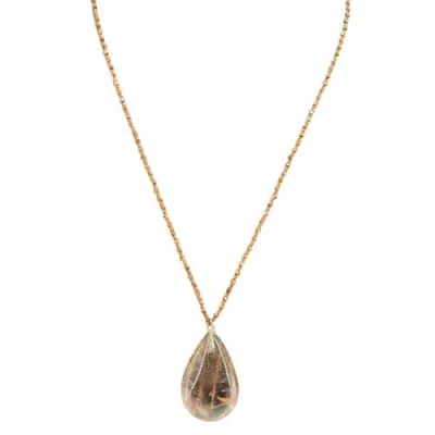 Madison Beverly Hills Rutilated Quartz Necklace With Faceted Copper-tone Beads In Brown