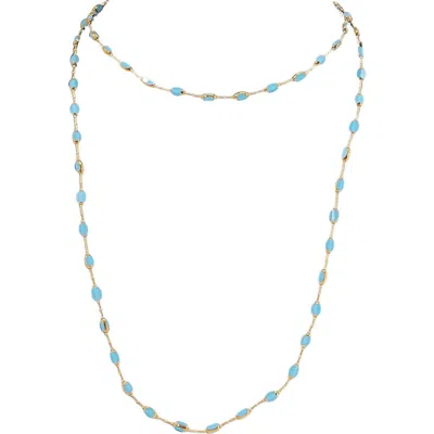 Madison Beverly Hills Turquoise Bead Necklace In Blue