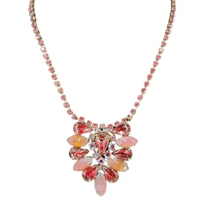 Madison Beverly Hills Vintage 1950s Pink Givrã Rhinestone Choker In Animal Print