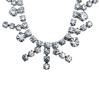 Madison Beverly Hills Vintage 1950s Rhinestone Art Deco Glamorous 15" Choker Necklace In Silver