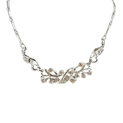 Pre-owned Madison Beverly Hills Vintage 1950s Rhodium-plated Silvertone Rhinestone Vine Collar Necklace In Multi