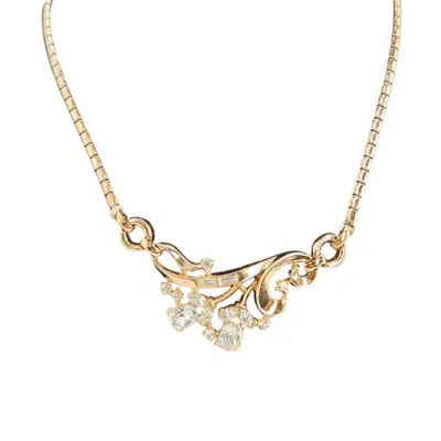 Madison Beverly Hills Vintage 1950s-1960s Rhinestone Flower Bud Necklace In Gold