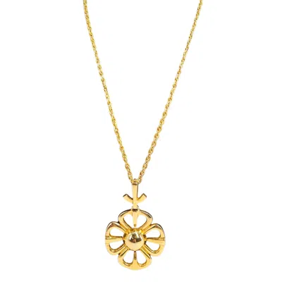 Pre-owned Madison Beverly Hills Vintage 1970's Goldtone Flower, Modernist Pendant Necklace.