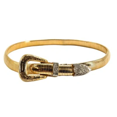 Madison Beverly Hills Vintage 1970's Western Snake Stretch Belt In Gold