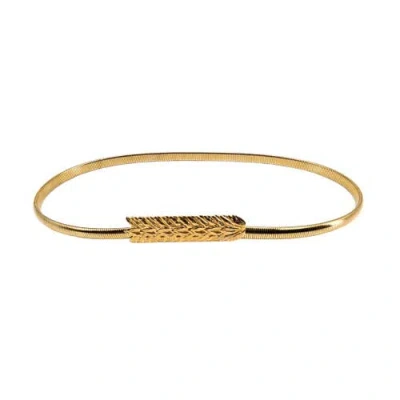 Madison Beverly Hills Vintage 1970s Goldtone Wheat Pattern Stretch Snake Belt In Red