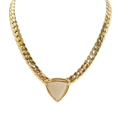 Madison Beverly Hills Vintage 1970s-80s Collar Necklace. Ivory Triangle Shape Pendant In Gold