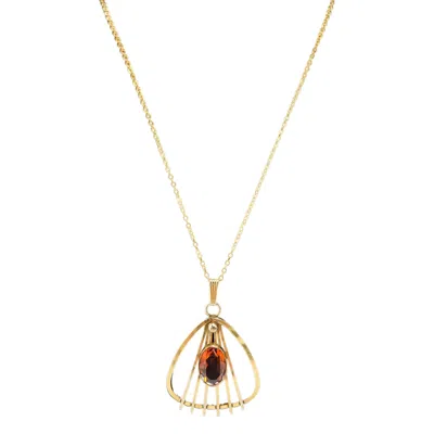 Madison Beverly Hills Vintage Art Deco Modernist Pendant Antique Goldtone In Red