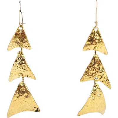 Madison Beverly Hills Vintage Brutalist Dangle Earrings In Gold