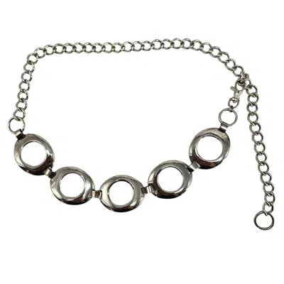 Madison Beverly Hills Vintage Chain Belt 5 Circle Link Silvertone 6 Links Big Circles Design Mod Boho