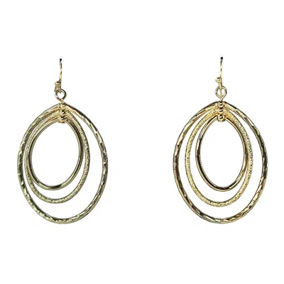 Pre-owned Madison Beverly Hills Vintage Etched Multi-oval Dangle Earrings In Gold