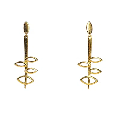 Pre-owned Madison Beverly Hills Vintage Goldtone 1970's Design Dangle Earrings