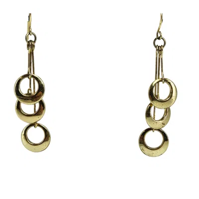 Pre-owned Madison Beverly Hills Vintage Goldtone Dangle 3 Tiered Circles Earrings