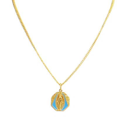 Pre-owned Madison Beverly Hills Vintage Miraculous Virgin Mary Pendant Necklace In Gold