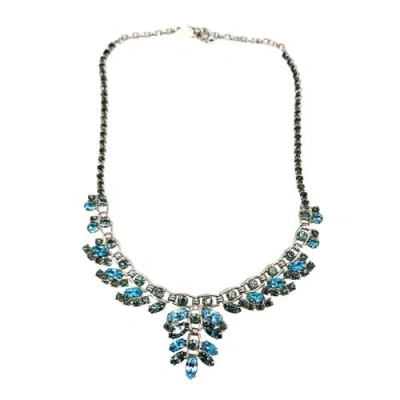 Madison Beverly Hills Vintage Rhinestone Silvertone Necklace In Blue