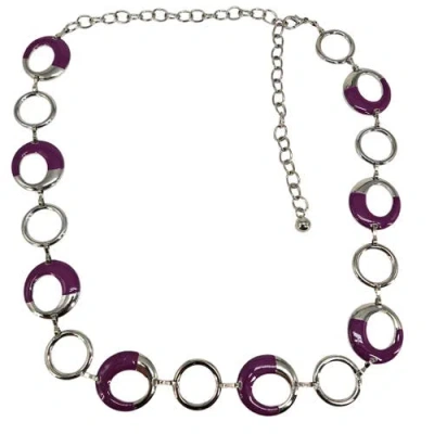 Madison Beverly Hills Vintage Silver Tone Purple Pink Chain Belt